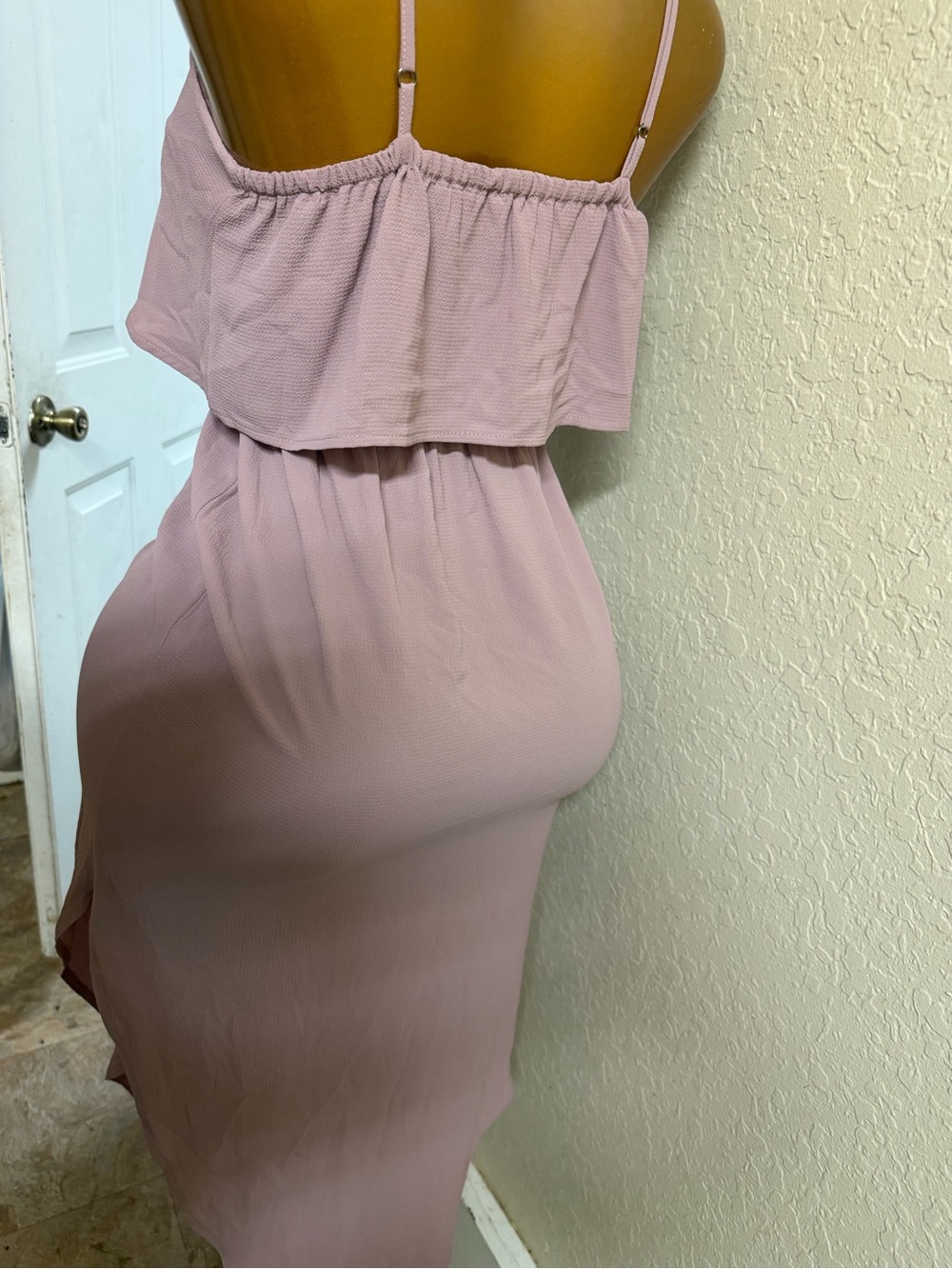 Layered Dusty Rose Maxi Skirt with Drawstring Waist - Picture 3 of 3